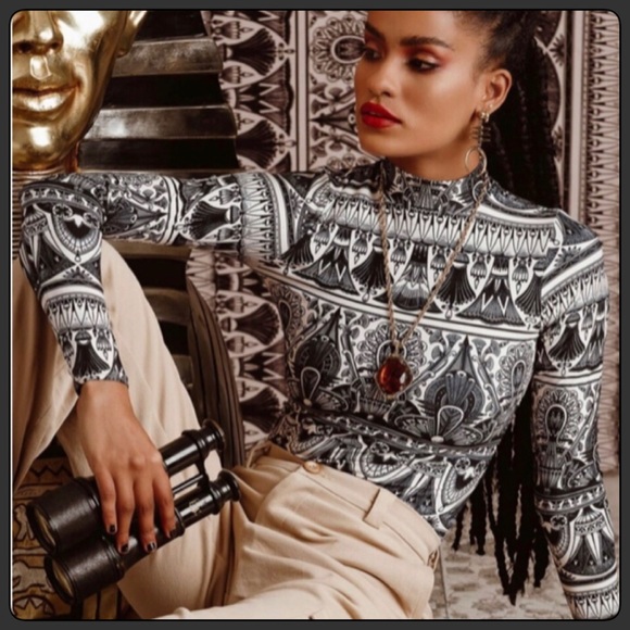 Blackmilk ART DECO HIGH NECK LONG SLEEVE TOP - LIMITED - Picture 5 of 11